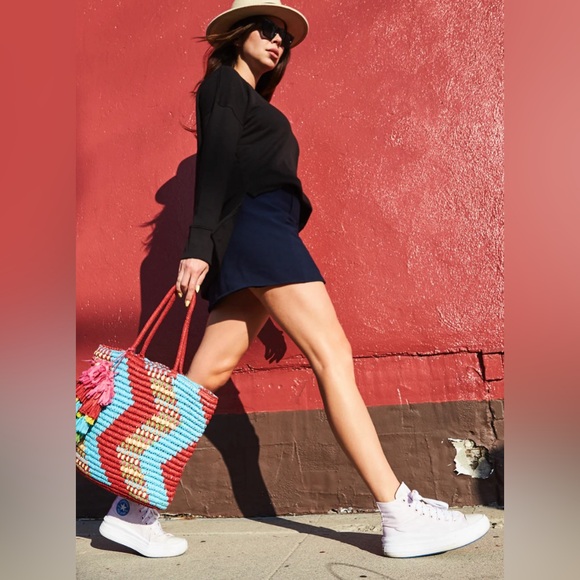 Red and Blue Totes with Vibrant Tassels - Picture 2 of 6